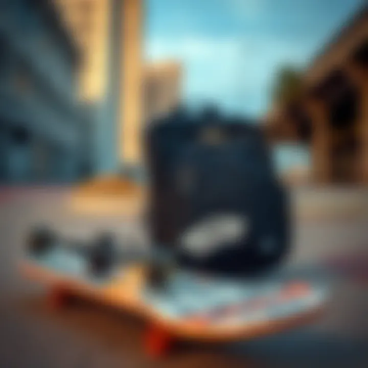 Vans Laptop Bag in Skateboarding Culture Vans laptop bag with skateboard elements in urban setting