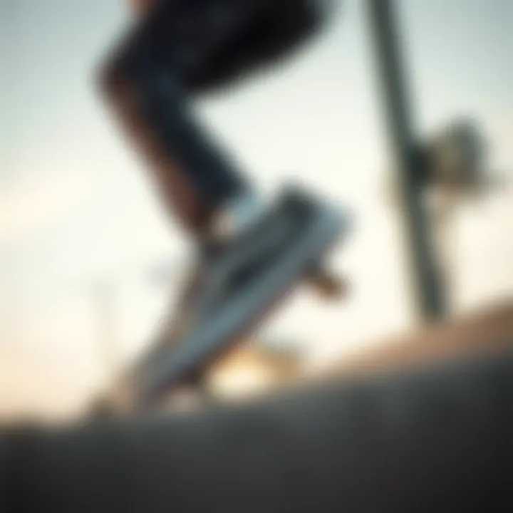 Skateboarding with Style: Vans Old Skool Camo Skateboarder wearing Vans Old Skool Camo Shoes performing a trick.