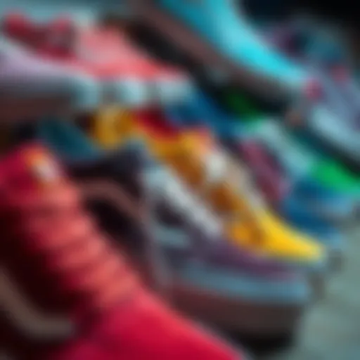 A vibrant array of Vans Old Skool shoes showcasing various colors
