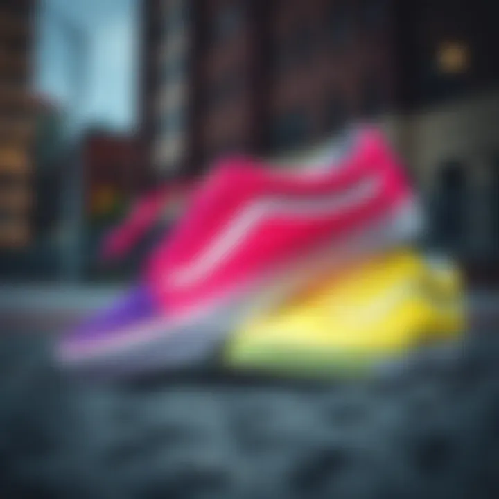 Contemporary Colors Against Urban Backdrop Contemporary Vans Old Skool in bold, modern colors against an urban backdrop