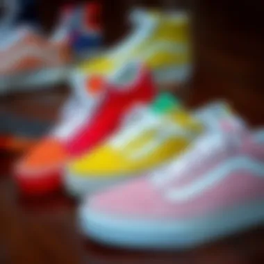Reflecting Personal Style Through Color Artistically arranged Vans Old Skool shoes reflecting personal style choices