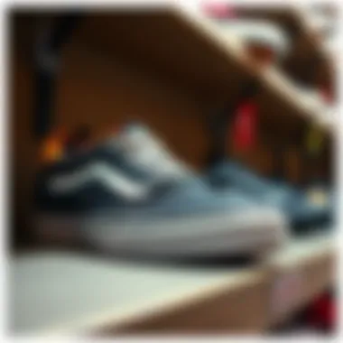 Close-up of a stylish Vans shoe on a shelf