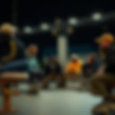 Cultural Significance of Vans Stacked Platforms in Skate Community Group of skaters discussing the impact of Vans stacked platforms