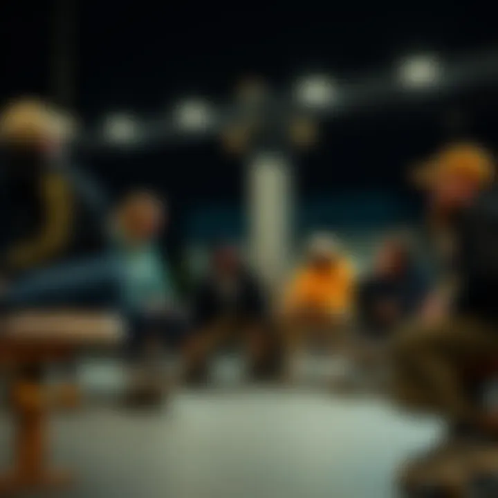 Cultural Significance of Vans Stacked Platforms in Skate Community Group of skaters discussing the impact of Vans stacked platforms