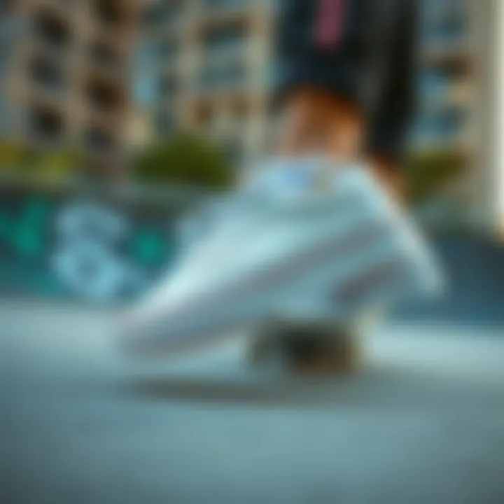 Vans White Slip in an urban skatepark setting
