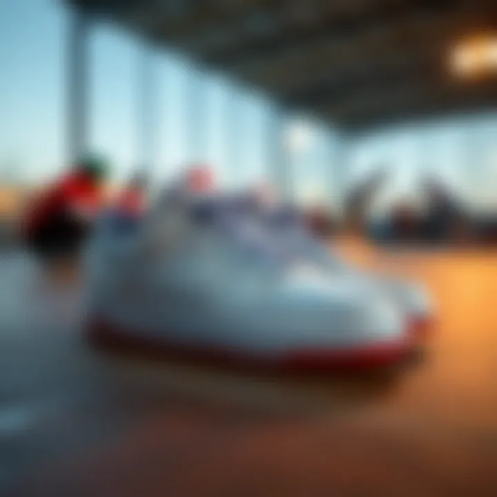 Nike Low Tops in Skate Park Nike low tops displayed in a vibrant skate park environment