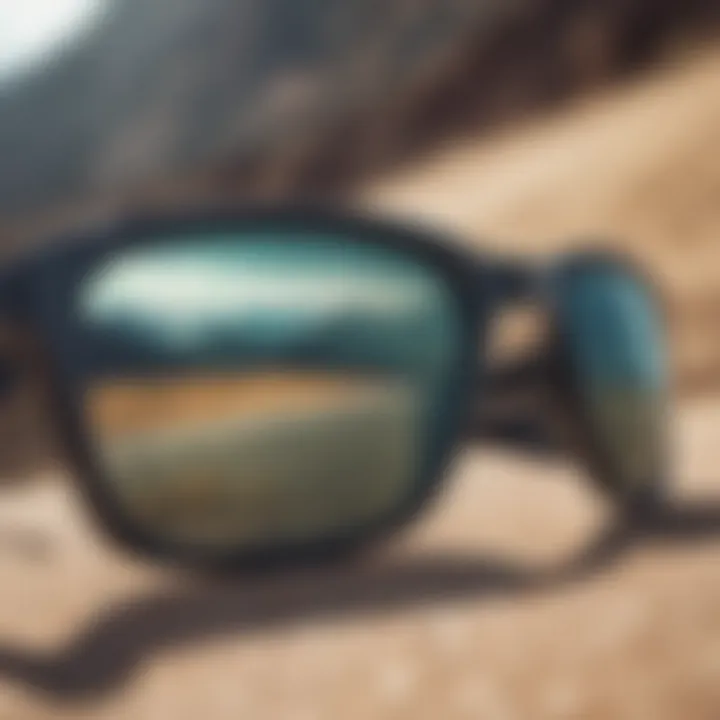 Close-up view of the innovative lens technology in Von Zipper Levee sunglasses