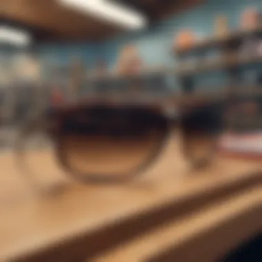 Shopping for sunglasses in a boutique