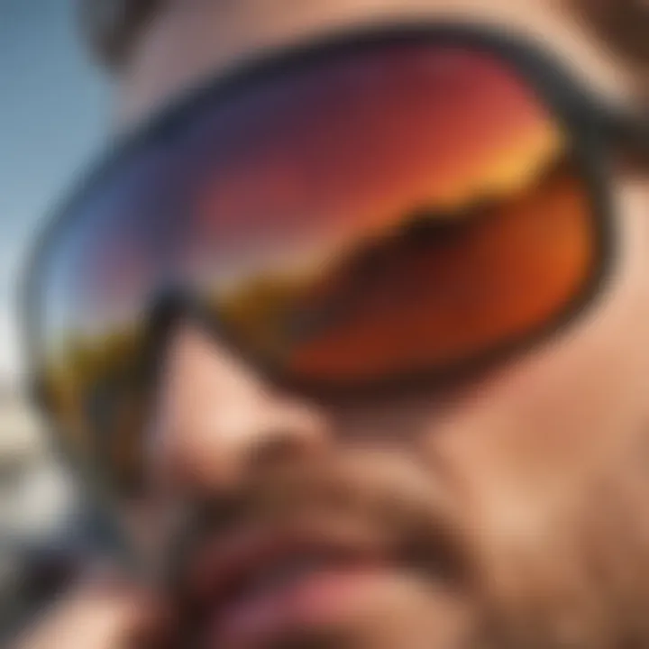 A close-up view of Viper sunglasses with unique features highlighted