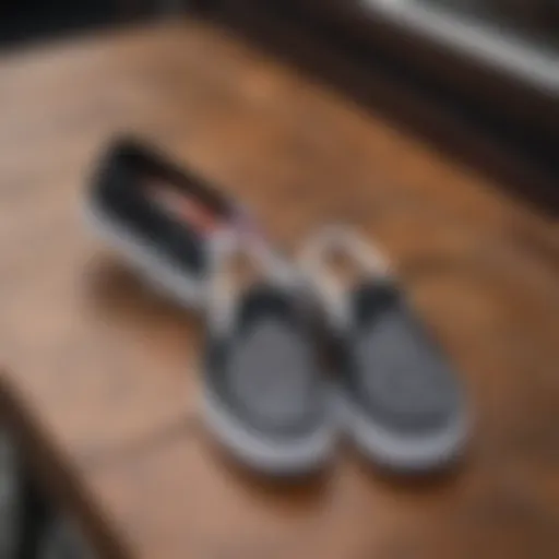 Stylish Vans Slip-Ons displayed on a wooden surface