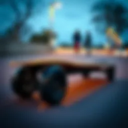 Close-up of Yecoo electric skateboard design showcasing its sleek aesthetics