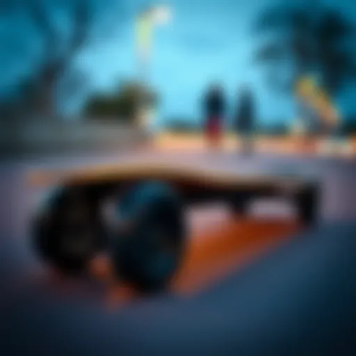 Close-up of Yecoo electric skateboard design showcasing its sleek aesthetics