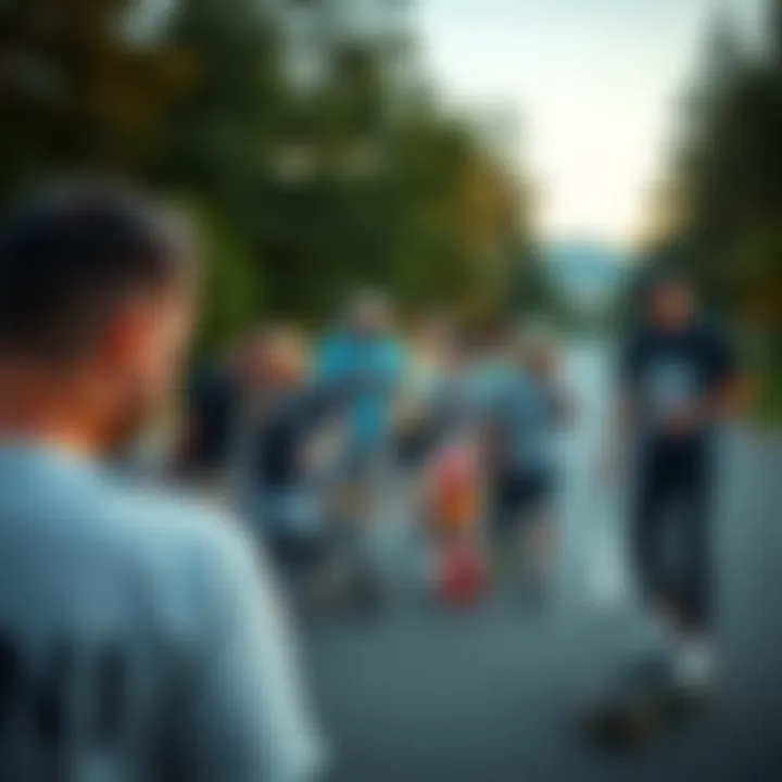 A group of diverse skaters engaging with the Zenit community